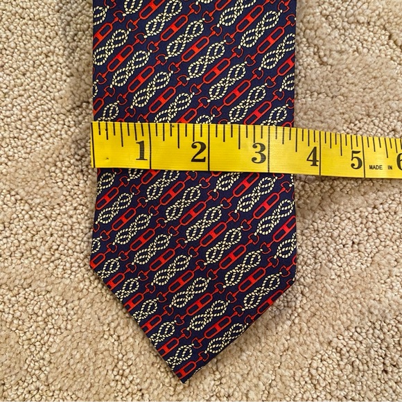 Vintage Gucci Navy/Red Horsebit Equestrian 100% Silk Necktie Made in Italy - Picture 11 of 11